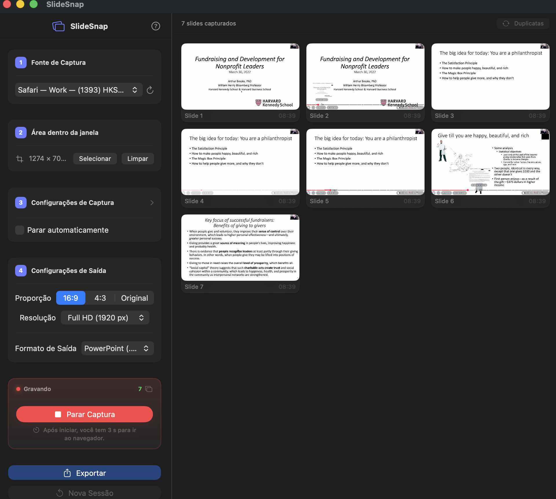 SlideSnap — captura em andamento